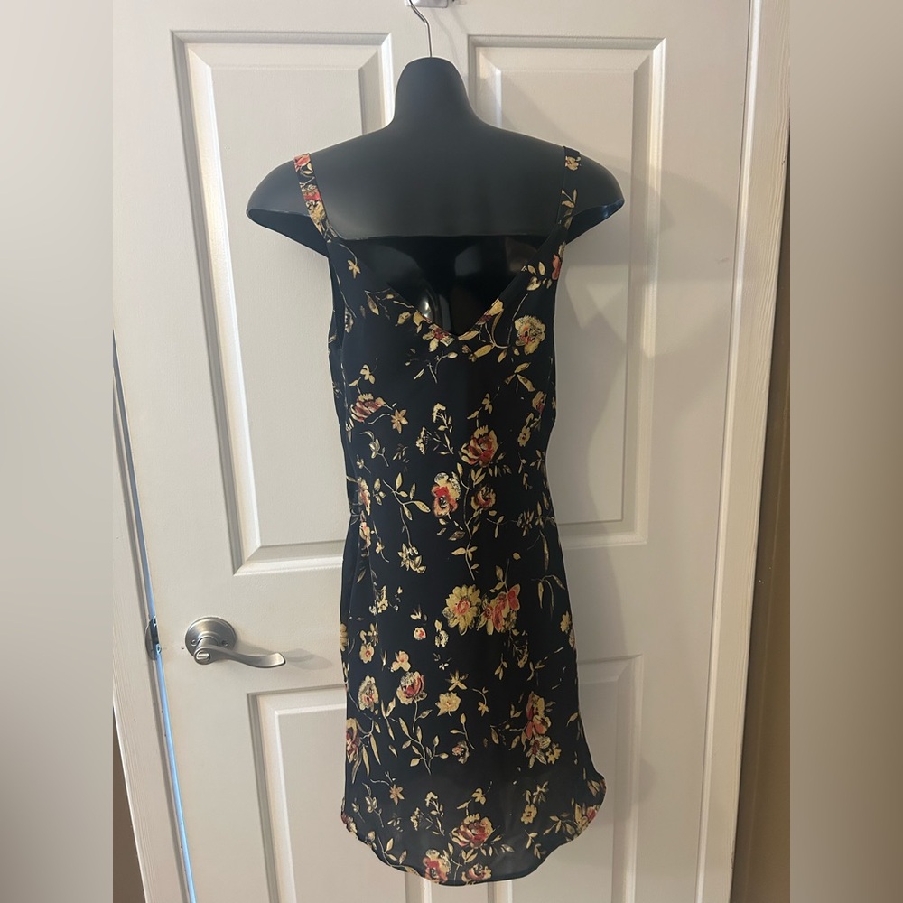 Vintage Late 90s/Y2K ESPRIT DE CORP. Floral Black SunDress Size 3/4 - Picture 2 of 8